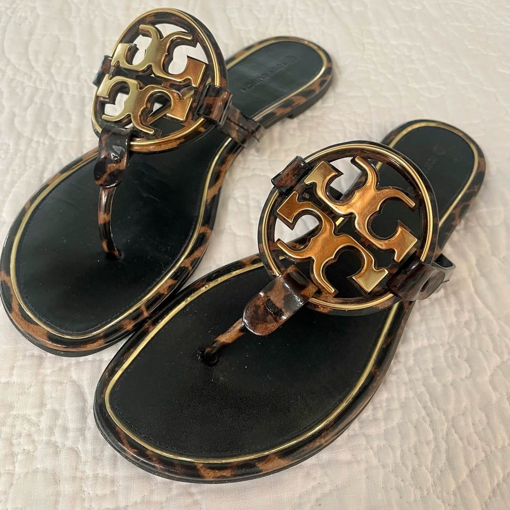 Tory Burch Metal Miller Patent Leather Barbados Leopard Gold